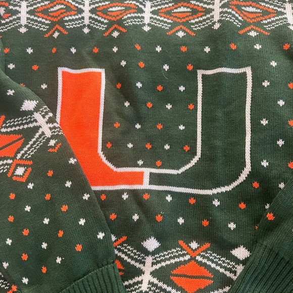 The U Miami ugly sweater , green/ orange , size XL - Picture 2 of 6